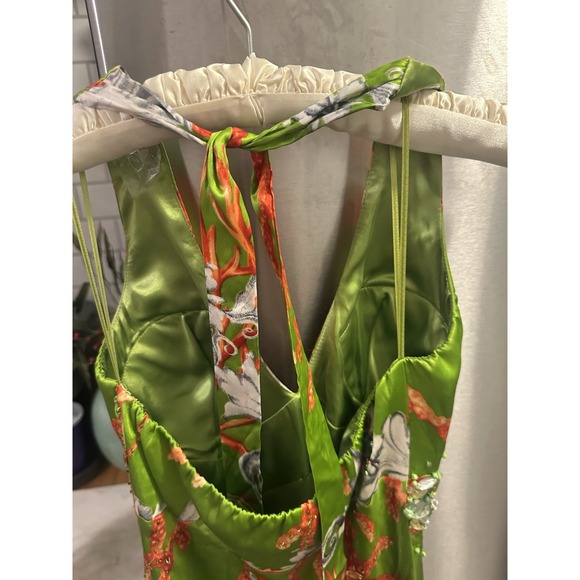Mary.LCouture Silk Maxi Halter Beaded Dress Sz2 Prom Wedding Formal Opera NWT - Picture 11 of 13